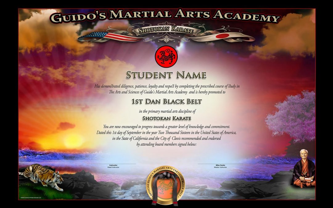 Guido’s Martial Arts – Black Belt Certificate