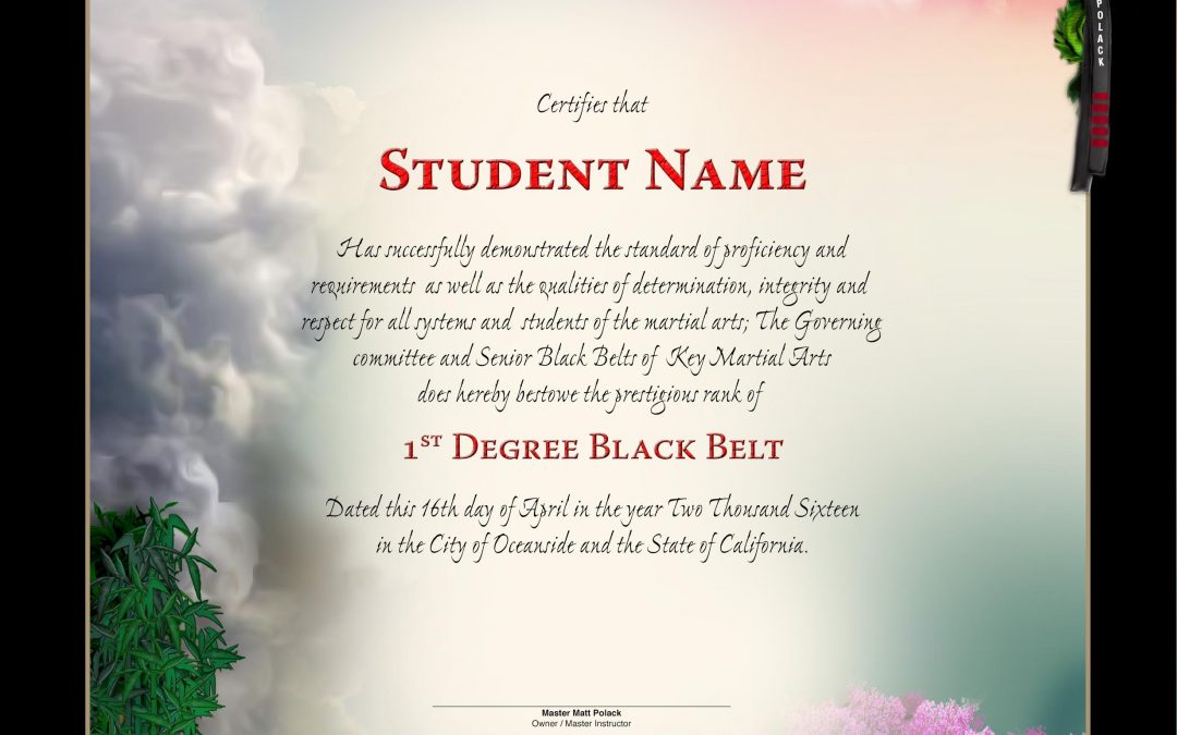 Key Martial Arts – Black Belt Certificate