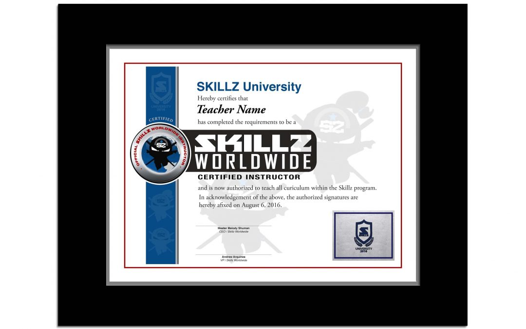 SKILLZ Worldwide Instructor Certificate
