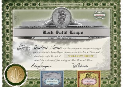 Rock Solid Kenpo – Yellow Belt Stock Certificate with Levels